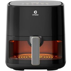 OYEAH 저소음 에어프라이어 5.0L 시각화 대용량, 블랙, 블랙