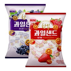 개별포장 한입 과일샌드 딸기향 + 포도향 300g x2개, 2개