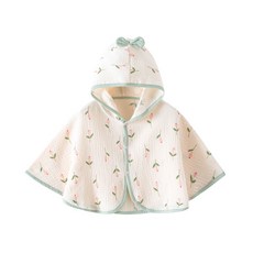 夏季寶寶披風男女兒童外出防曬純棉紗布嬰兒可愛斗篷單層超薄短款