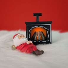 크리스마스 인테리어 장식 미니어처 오브제 소품+러그세트, 1세트, 낮잠자는 벽난로 산타+러그