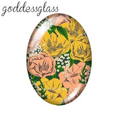 꽃무늬 잎사귀 장미 아름다움 타원형 사진 유리 카보숑 데모 플랫백 제작용 부자재, 15. TB0094-05