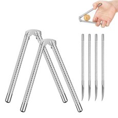 견과류 크래커 2개와 4가지 추천 해산물 호두(은색)용 스테인리스 스틸 도구 세트., 1개