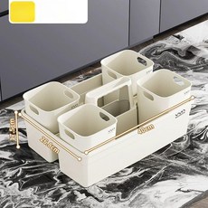대용량 이동식 주방 수납카트 바퀴형 업소용 대형 쓰레기통, 기본 모델명/품번, 화이트 핸드헬드 블루 + 소형 통 4개