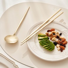 얼라이브즈 라우엘 커트러리 콜레트 4인 304스텐 수저세트 숟가락4P+젓가락4p, 1세트, 무광골드