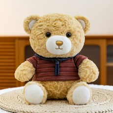 毛絨玩具 學院風泰迪熊 兒童禮物, 米色熊(紅條紋衣服):20釐米(0.17kg), 1個