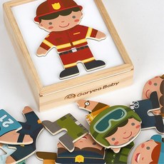 어린이집 장래희망 직업교육 유니폼매칭 6종 자석퍼즐 유아학습 어린이교구 아동학습 완구, 1개