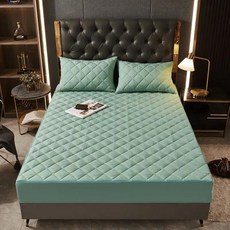 지퍼로 탈착 퀼트 매트리스 커버 킹 사이즈 침대 장착형 시트 항균 통기성, [17] 140X190X20cm, 5. qing xin lv