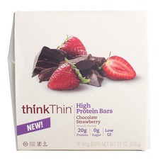 thinkThin 無糖無麩質高蛋白棒 巧克力草莓口味, 60g, 10支