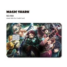 귀멸의칼날 애니메이션악마 슬레이어 3M 무광택 PVC 스티커 필름 스킨 커버 직불 신용 카드, Small Chip, J