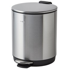 HANSSEM 簡約圓形不鏽鋼腳踏式垃圾桶, 銀色