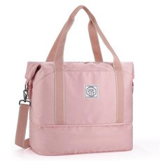 WALNEW 여행용 더플백 위켄더 오버나이트 기내용 가방 여성용 남성용 접이식 방수 체육관 수하물 금속 버클 스트랩 포함 핑크 확장 가능한 더플 백 11st_amz