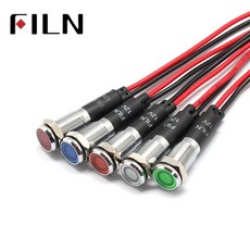 호환 8mm 12V 24V 110V 220V 금속 LED 파일럿 패널 대시 신호 표시기 경고등 20cm 케이블 크롬 마감 자동차, 03 Red 220V