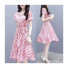 連衣裙女夏2026新款韓版夏季女裝顯瘦修身中長款時尚氣質印花裙子, 2XL