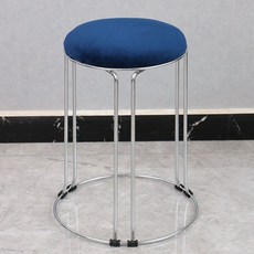 화장대 의자 거실 북유럽, 다크블루 벨벳 6기둥 실버 프레임