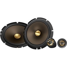 Pioneer 파이오니어 TS-A1601C 2웨이 컴포넌트 카 오디오 스피커 풀레인지 선명한 음질 간편한 설치 및 향상된 베이스 응답 블랙과 골드 컬러 65인치 원형, 6.5" Component - 370W, A Series