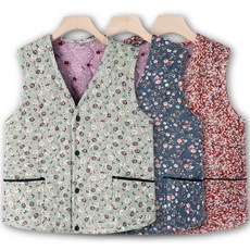 글로프 파스텔톤 꽃무늬 할머니 조끼 김장 촌캉스 룩