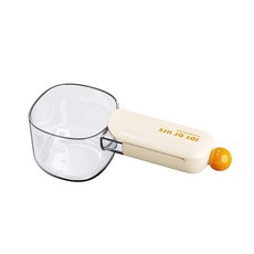 多功能控量防蟲舀米匙 附刻度量杯 廚房家用湯匙, 奶油黃, 1個