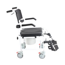 【海夫健康生活館】悅康品家 小空間移動 3合1洗澡椅 便盆沐浴椅(5吋萬向輪), 1個