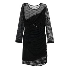 핀코 시퀸 장식 메시 어퍼 미니 드레스