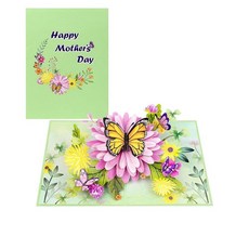 해외 PQ Bees Cardinal Nest 엄마 생일 카드 어머니의 날 여성용 3D 아내 딸 자매 할머니를 위한 15.2 x 20.3cm6 8인치 팝업 선물 카디널 네스트 미, Flowers Butterflies HMD.