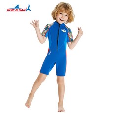 兒童保暖泳衣 2.5MM 連體短袖短褲 前開拉鏈 潛水服 衝浪 水母衣 紫玉蘭 KW