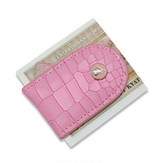 크로커 머니클립 골프머니클립 골프지갑 라운딩지갑 악어패턴, 1개, 머니클립 핑크