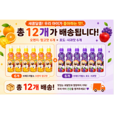 롯데칠성음료 브레드이발소 포도 사과+오렌지 망고 과일 음료, 12개, 235ml