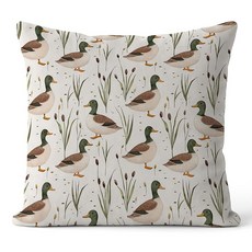 FGFK 농가 말라드 오리 베개 커버 18x18 보육 장식 베이지 깅엄 농장 동물 장식, Color-05