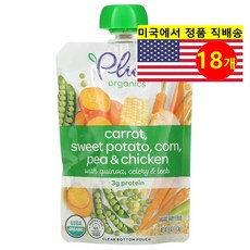 Plum Organics 6개월 이상 유아용 오가닉 과일 채소 곡물 퓨레 이유식 113g 6개, 18개