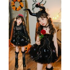 萬聖節兒童服裝 鬼新娘女童cosplay女巫婆蝴蝶精靈連衣裙 走秀童裝