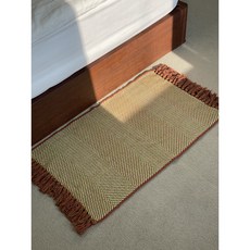 직조 빈티지 러그 현관 주방 안방 침실 발매트, 시트러스그린