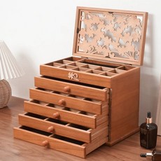 원목 악세사리 보관함 6단 돌반지 주얼리 정리함 치킨윙 엔틱 미세흠 A. 진열대, E. 6겹 체리 나무 색상