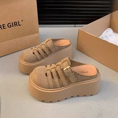 여성 편안한 통굽 슬립온 8CM 키높이 데일리 웨지힐