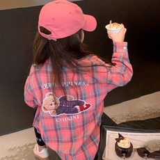 賣場優選童裝 女童襯衫 兒童襯衫2025春秋新款兒童裝韓版洋氣上衣寶寶格子長袖