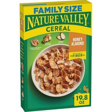네이처밸리 Nature Valley 허니 아몬드 브렉퍼스트 시리얼 플레이크 그래놀라 클러스터 및 슬라이버 훌륭한 섬유질 공급원 패밀리 사이즈 591.3g(20온스), 19.8 Ounce (Pack of 1), 1
