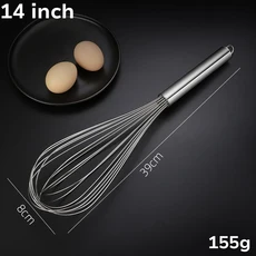 8-16인치 스테인리스 스틸 계란 거품기 수동 믹서 주방 베이킹 도구 크림 버터, 14inch