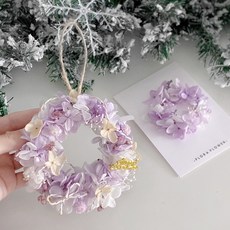FLORA FLOWER 永生花聖誕花圈, 紫色,卡片, 1個