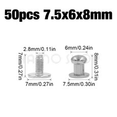 50 실버 리벳 스터드 스파이크 금속 신발 의류 공예에 목걸이 가방 벨트 스크류, 7.5x6x8mm50pcs