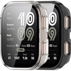 Chofit 아마존 빕 6 케이스 강화유리 액정보호 PC 범퍼 충격방지 블랙 투명, 검정색&투명