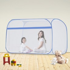 바닥있는 원터치 모기장 접이식 1인용 슈퍼싱글 벙커 one*8251QL, 블루 1-2인용