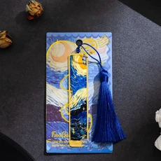 다기능 금속 책갈피 유화 중공 독서 책 클립 해바라기 연꽃 페이지네이션 마크 선물, Starry Night