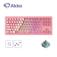Akko 악코 5087 V3 HE 마그네틱 유무선 자석축 텐키리스 88키 키보드 RGB 백라이트 체리 프로파일 8000Hz 폴링 레이트 PBT 염료승화 키캡, AstroAim Magnetic Switches, Hybrid Pink Transparent