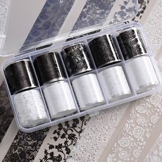 네일트렌드 네일 레이스 호일 필름 10종 세트, 1개, 화이트+블랙