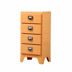 피트 미드센츄리 틈새 미니 플라스틱 레트로 빈티지 캐비넷 서랍장 수납장, 4단, 옐로우