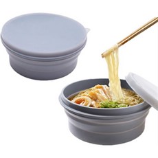 아이와이아이 ME.FAM 실리콘 접이식 그릇 뚜껑 포함 800ML 여행용 캠핑 하이킹용 내열성 3056941, 회색-2팩