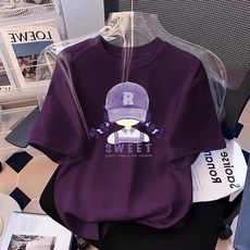 여성용 카툰 프린트 반소매 티셔츠 2026년 여름옷 루즈핏 빅사이즈 슬림핏 배 커버 틈새 상의