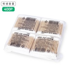 고급나무면봉 400PCS/위생면봉/멸균/아기/유아/고급면봉/4p중포장, 4개, 100개입