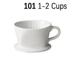 호환 커피 드리퍼 세라믹 섹터 드립 커피 깔때기 101 102 핸드 브루 필터 바리스타 붓기 브루잉 컵 블랙 화이트, [01] White 101 (1-2 Cups), 1개