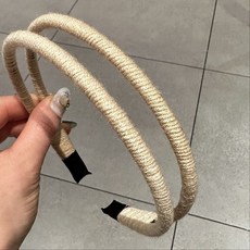 碧波藍羽 復古毛線髮箍 雙股簡約純色頭箍 高級感壓發捆盤發器, 米白【高端定製】, 1個