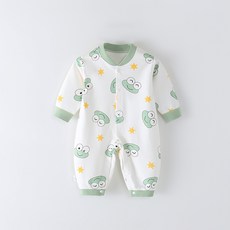 베베니즈 신생아용 동물얼굴 순면 긴팔 우주복